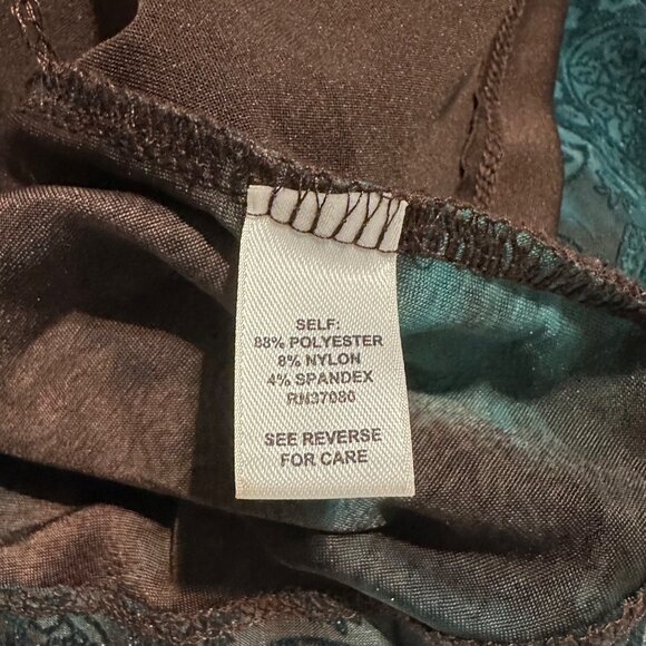 Cato Womens Large 2-in-1 Top Brown Teal Floral Paisley Open Drape Cardigan - Picture 5 of 10